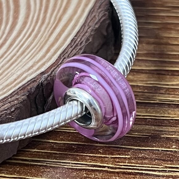 Pandora Pink Ribbon Charm Murano Glass Charm - Picture 5 of 5